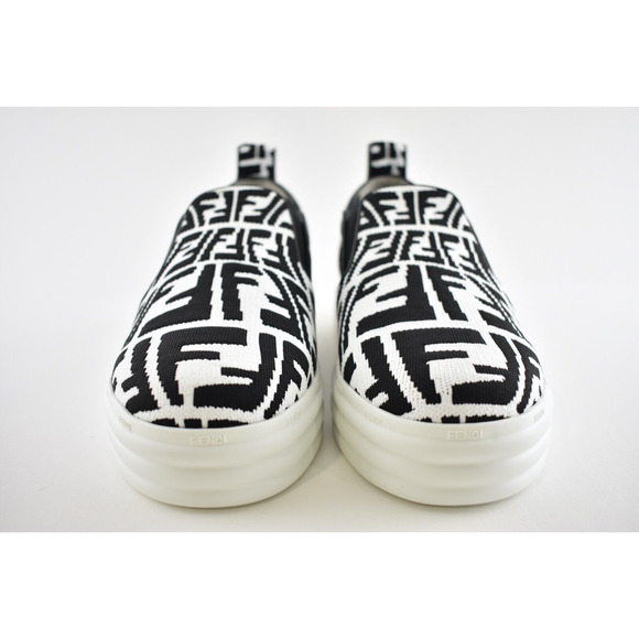 Fendi Vertigo Black White FF Logo Platform Low Top Trainer Slip On Sneaker 37.5 - Picture 5 of 12
